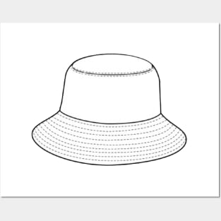 White Bucket Hat Design Posters and Art